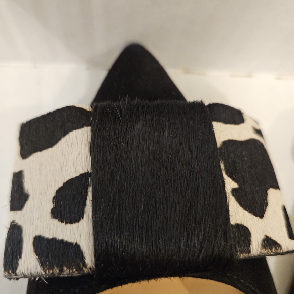 NWOT Talbots Suede Black Kitten Heels Calf Hair Animal Print Bow, 7 - Picture 6 of 11